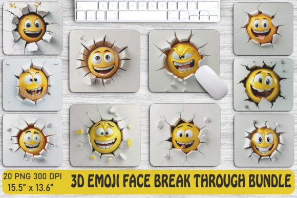3D Emoji Face Break Through Backgrounds: Dynamic Visual Assets