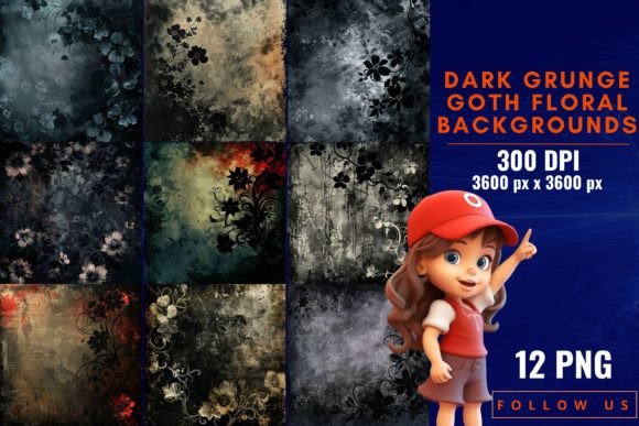 Dark Grunge Goth Floral Backgrounds for Your Projects