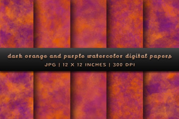 Dark Orange and Purple Watercolor Digital Papers: A Bold Design Foundation