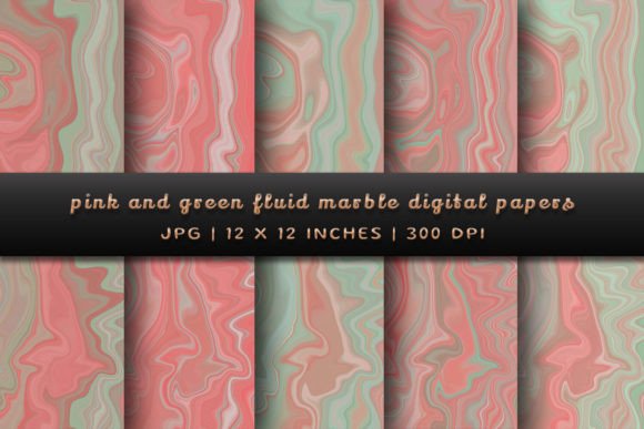 Elevate Your Projects with Pink and Green Fluid Marble Backgrounds