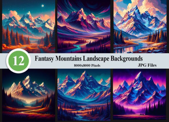 Fantasy Mountains Landscape Backgrounds for Creative Projects