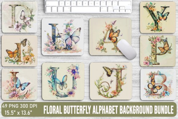 Floral Butterfly Alphabet Backgrounds: A Designer's Asset