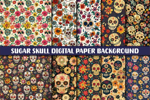 Infuse Your Projects with Vibrant Life Using Sugar Skull Digital Paper