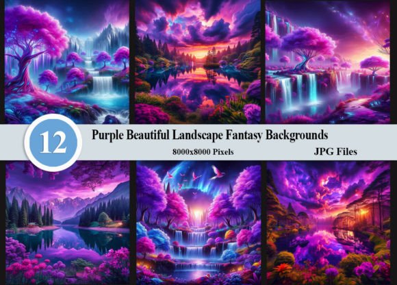 Purple Beautiful Landscape Backgrounds: Instant Digital Assets