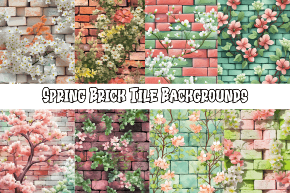 Spring Brick Tile Backgrounds: Seasonal Charm for Your Designs