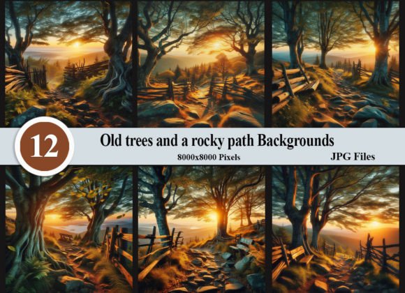Timeless Texture: Integrating Old Trees and a Rocky Path Backgrounds
