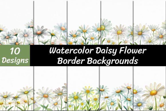 Watercolor Daisy Flower Backgrounds for Creative Projects